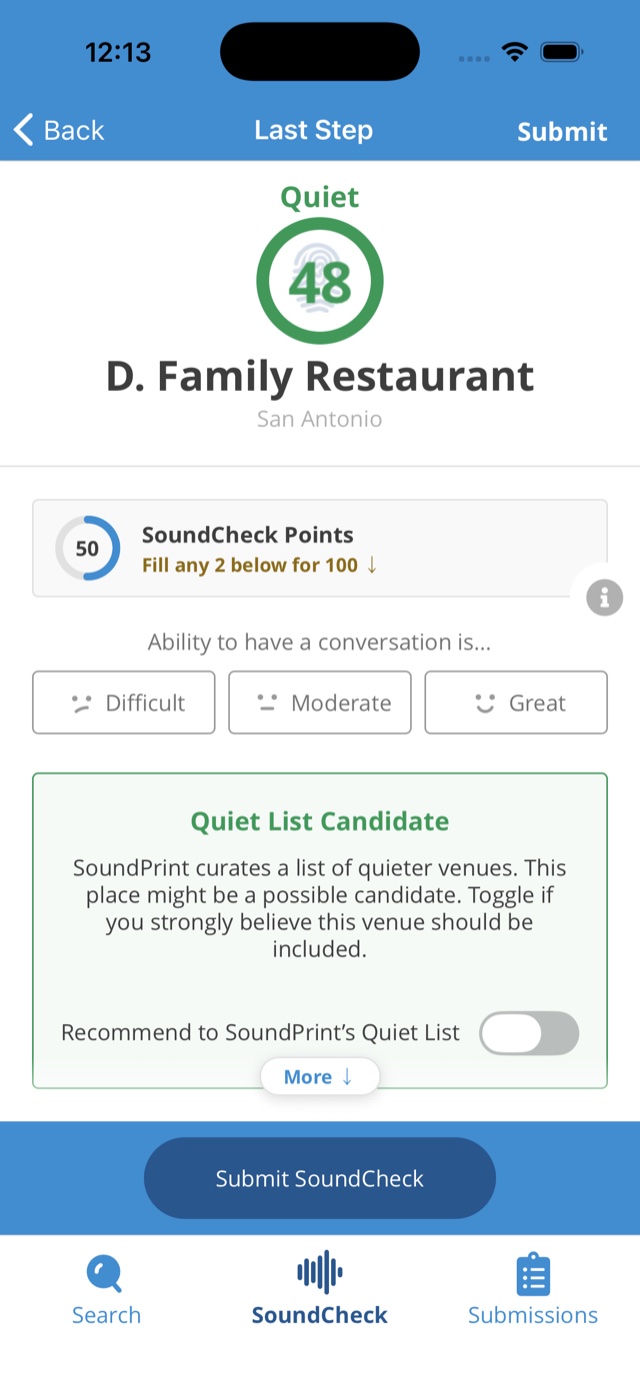 Last Step screen with the Quiet List nomination toggle