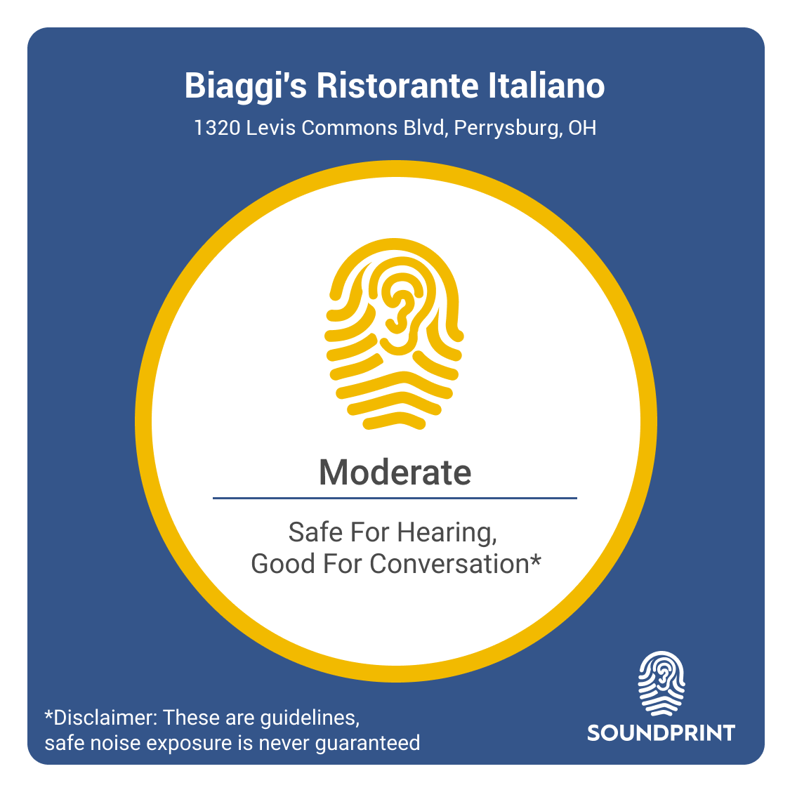 Biaggi's Ristorante Italiano / Perrysburg, OH / Noise Level Information |  SoundPrint